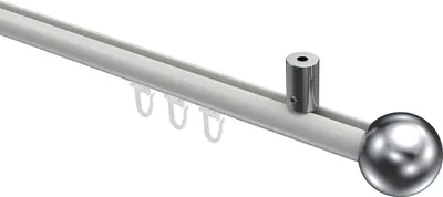 Produktbild von Interdeco Innenlaufstange / Gardinenstange mit Innenlauf Weiß / Chrom, Typ Sonius Luino (Kugel) Deckenmontage, 20 mm Ø 1-läufig, 140 cm