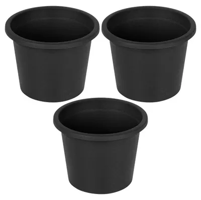 Image de Pots de fleurs - Pots en plastique ronds - 14,5 cm - Lot de 3 - Noir