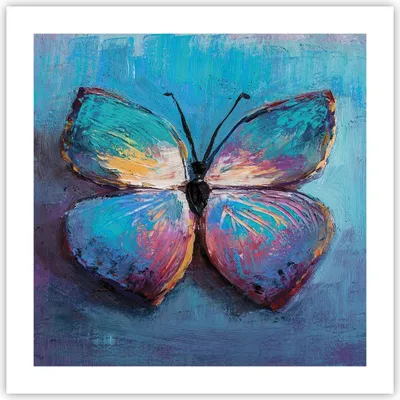 Produktbild von Poster - Poster ohne Rahmen - Handschriftlich Schmetterling Blau - 50x50 cm - Wand Bild - Wanddeko - Wandbilder - Kunstposter - Wandposter - Bilder - Kunstdruck - Wanddekoration - P2XAC50x50-4470