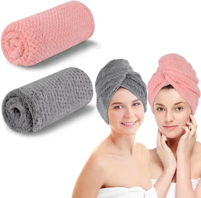 Obrázek produktu pro Sada ručníků "Haar Turban", 2 kusy, mikrovlákno, rychleschnoucí, vhodná pro dlouhé vlasy