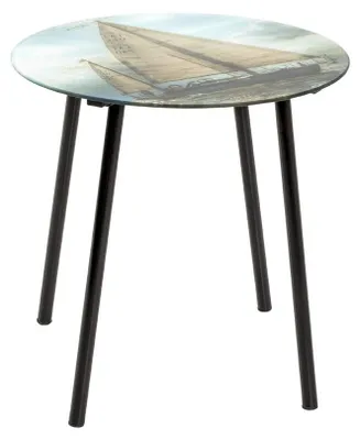 Runder Beistelltisch, Sicherheitsglas 5 mm, schwarz, Ø 40 cm, H 41 cm