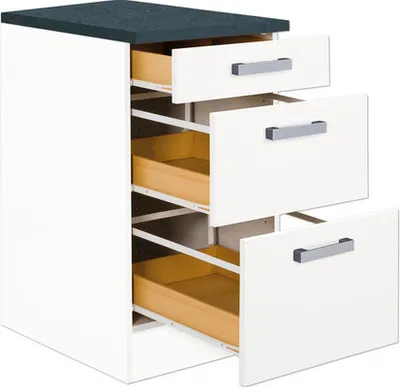 Produktbild von Optifit Schubladenunterschrank Salo214 BxTxH 50 x 60 x 84,8 cm weiß matt zerlegt HWSA U536-7+