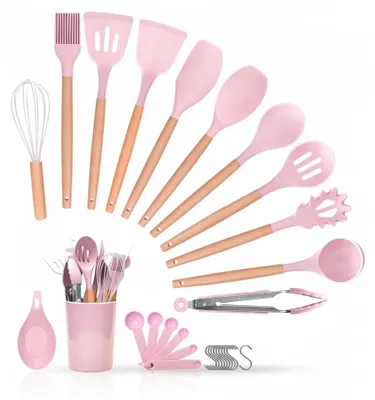 Productafbeelding van JL keukenaccessoires - Keukenhulpset - 29-delig - Siliconen - Roze, AI-gegenereerde afbeelding