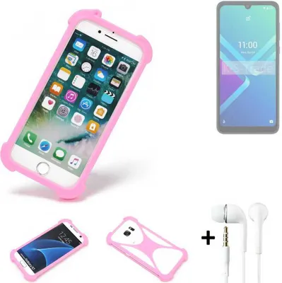 Produktbild von K-S-Trade Bumper + Kopfhörer kompatibel mit Wiko Y82 Handy Hülle Schutzhülle Silikon Schutz Hülle Cover Case Silikoncase Silikonbumper TPU