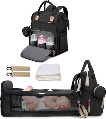 Image de Sac à langer à dos - Sac pour maman - Voyage avec bébé - Nombreux compartiments - 31 x 20 x 41 cm - Rose