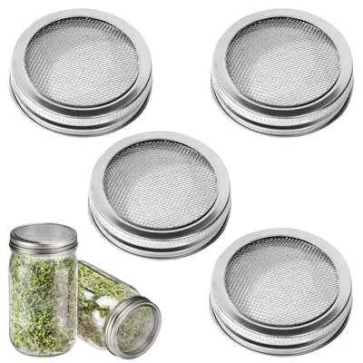 4er-Set Edelstahl-Keimdeckel 86 mm für Einmachgläser