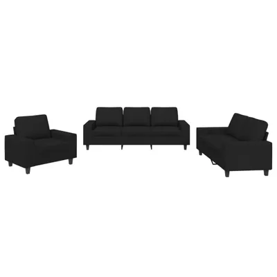 Produktbild von vidaXL 3-tlg. Sofagarnitur Schwarz Stoff