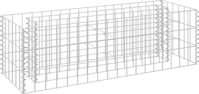 A 3D rendering of a gabion planter.