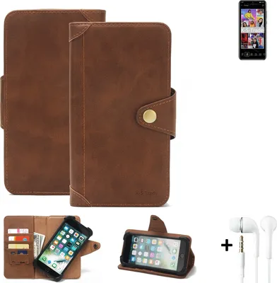 Produktbild von K-S-Trade Handyhülle Schutzhülle kompatibel mit Huawei Y8p  Walletcase Bookstyle Schutz Case Hülle Wallet Flipcase Cover PolyurethanBraun inkl. Kopfhörer