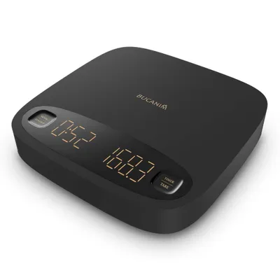 Produktbild von Digitale Kaffeewaage mit Timer – 0,1 g Präzision, USB-aufladbar, Tara-Funktion, LED-Display, 0,1–2000 g, schwarz