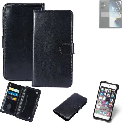 Produktbild von K-S-Trade 360° Hülle kompatibel mit OnePlus Nord N30 5G schwarz Kunstleder Case BookCase WalletCase Kunstlederederhülle Handyhülle, Rundumschutz