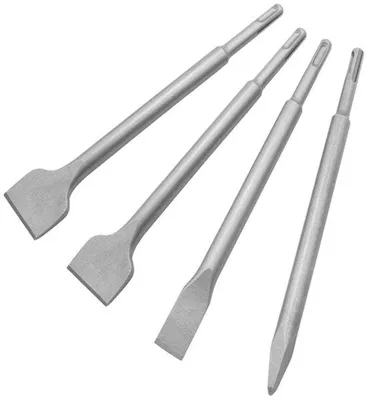 Imagen del producto de Juego de 3 cinceles: punta fina, plano, ancho y redondo. Fabricados en acero cromado de alta calidad. Juego de cinceles multifunción