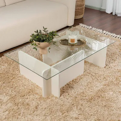 Image de Kallias - Table Basse, 105x65x30h cm Blanc, Porte-revues