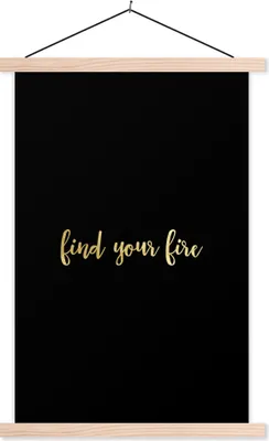 Produktbild von MuchoWow® Textilposter Feuer - Gold - Schwarz 40x60 cm mit holzfarbenen Rahmen - Poster