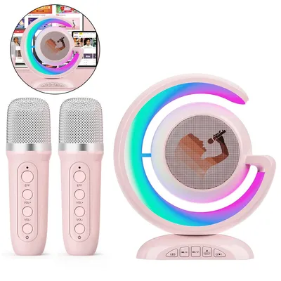 Produktbild von Party-Karaoke-Maschine mit Lautsprecher – Drahtlose Mikrofone (2 Stück), 14-Zoll-Touchscreen, Bluetooth-kompatibel