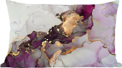 Produktbild von MuchoWow® Zierkissen Sofakissen Wohnzimmer Dekokissen 60x40 cm Marmor - Abstrakt - Gold - Lila - Kopfkissen - Polster mit Foto