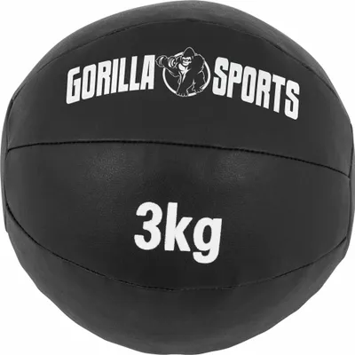 Produktbild von GORILLA SPORTS® Medizinball - 3kg Gewichte, 29cm, aus Leder, Schwarz - Trainingsball, Fitnessball, Gewichtsball, Slam Ball