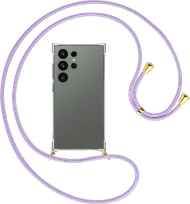 Produktbild von Handykette Backcover-Schutzhülle mit Band (Metall goldfarben) für Samsung Galaxy S24 Ultra - violett