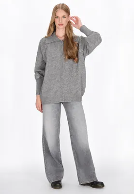 Image de Pull pour femme SAPORTA - gris clair chiné, taille XS/S