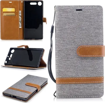 Produktbild von Tasche für Sony Xperia XZ1 Jeans Cover Handy Schutz Hülle Case Grau