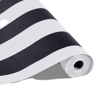 Productafbeelding van VEVOR zelfklevende behangrol, 45 cm x 15 m, wandbekleding, zelfklevende folie met strepen in zwart-wit, waterdicht, meubelfolie, decoratieve vinylrol voor slaapkamer, keuken, kantoor, badkamer