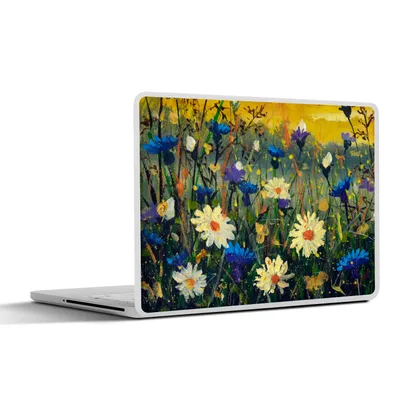Produktbild von MuchoWow® Laptop Aufkleber Sticker Cover Malerei - Ölfarbe - Natur - Blumen 30x22 cm - Laptop-Sticker