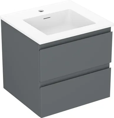 Produktbild von Mexen Orio Badezimmerschrank 50 cm mit Waschbecken Otis, 2 Schubladen, Mattgraphit/Weiß Matt - 91A10-05047-2-BFF66-W18M01