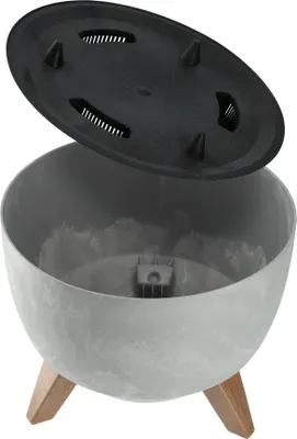 Image de Pot de fleurs - Cache-pot 24 cm - Avec insert et bouchon de vidange - Gris