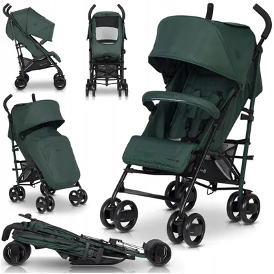 Zdjęcie produktu dla Lekki wózek buggy z daszkiem, 3-stopniowa regulacja, duże koła, śpiworek zapewniający komfort