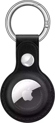 Produktbild von Leder Schlüsselbund für Apple AirTags – Premium Leder Schlüsselanhänger in Schwarz, Braun, Rot & Blau – Stilvoller AirTag Halter – Schwarz / Einzel