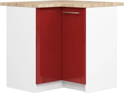 Produktbild von Küchen Eckunterschrank – Eckunterschrank S90/90 – OLIWIA – Rot Hochglanz – Zeitlose Eleganz trifft Funktionalität Mit Arbeitsplatte