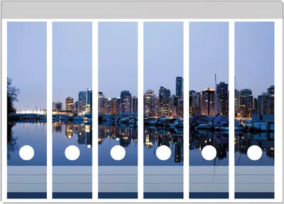 Produktbild von Wallario Ordnerrücken Sticker, selbstklebend für breite Ordner, 6 Stück, Motiv Skyline von Vancouver