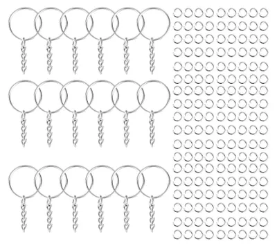Produktbild von 100 Stück Metall-Schlüsselringrohlinge, geteilt, 25 mm, Splitter-Schlüsselring-Set für Schlüsselanhänger zu Hause, Auto, Schlüsselbänder, Geschenke und andere Bastelarbeiten, Schmuckherstellung, Schlüsselringe
