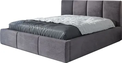 A modern upholstered bed with a headboard and mattress, shown against a white background.