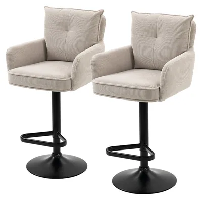 Produktbild von home24 Barstuhl - 2er-Set - Höhenverstellbar - Cord / Eisen