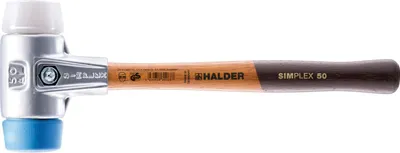 Immagine prodotto di Mazza a faccia morbida SIMPLEX L.330mm Testa-D.40mm HO Superplast.bianco/TPE-blu morbido HALDER