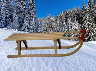Imagen del producto de Trineo de madera tradicional, de 80 cm, robusto, ideal para el invierno