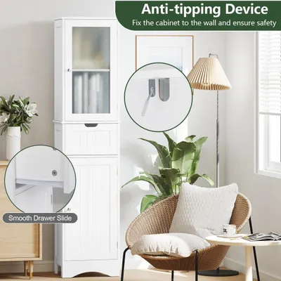 Produktbild von Hoher Standschrank, 2 Türen, 1 Schublade, MDF, 170 cm