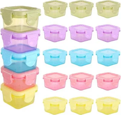 Produktbild von Famanu Set von 20 kleinen Gefrierbehältern 60 ml mit Deckel, stapelbar und ideal für Dressings, Marmelade, Obst und Snacks