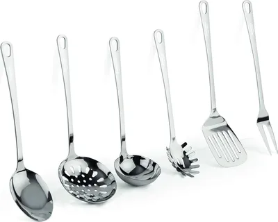 Produktbild von Kochlöffelset - 18/10 Edelstahl - Set von 6 - spülmaschinenfest