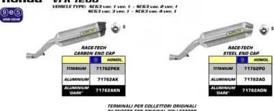 Image de Échappement arrière Arrow Race-Tech, homologué (ABE), compatible avec Honda VFR 1200 F
