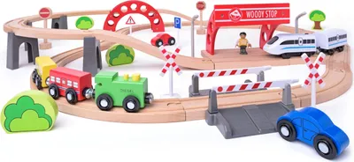 Image de Voie ferrée avec locomotive électrique et viaduc