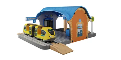 Produktbild von PLAYTIVE Erweiterungsset Holz Bahnhof Set 7 tlg.