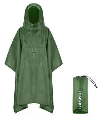 Zdjęcie produktu dla Ponczo przeciwdeszczowe TOMSHOO z kapturem i kieszenią, lekkie, wodoodporne, mackintosh, kurtka, ochrona przeciwsłoneczna dla mężczyzn i kobiet, camping, turystyka, podróże