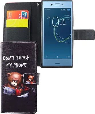 Produktbild von Handyhülle Tasche für Handy Sony Xperia XZs Schriftzug Bär mit Kettensäge