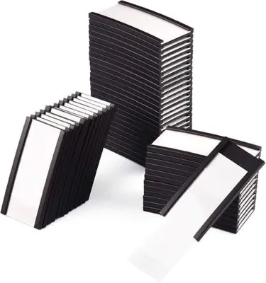 Produktbild von Magnetische Etikettenhalter 50 Stück 25MM x 100MM | Beschreibbare Magnet-Etiketten für Schule Büro Whiteboards Kühlschränke Magnettafeln