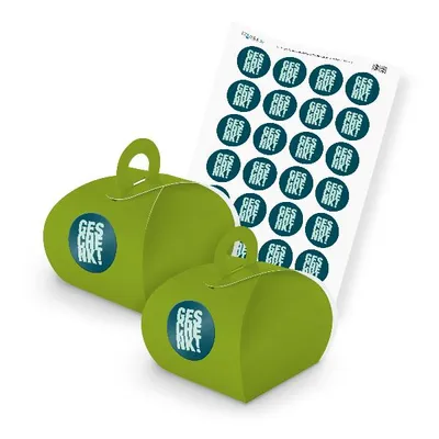 Produktbild von itenga SET Geschenk (Motiv 3) 24x Geschenkschachtel mit Griff grün + Stickerboge