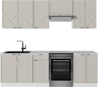 Image de Cuisine Vicco Fame-Line GrisBeige/Blanc 240cm , PT Marbre, Model 50548