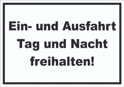 Produktbild von Ein- und Ausfahrt Tag und Nacht freihalten Aufkleber A9 (37x52mm)