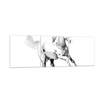 Produktbild von Bilder auf glas - 3 Teile - Pferd Galopp Tier - 120x40cm - Glasbilder - Wandbilder - Bilder - zum Aufhängen bereit - Wanddekoration aus Glas - Glas Bilder - Wandbild auf Glas - GCA120x40-5117